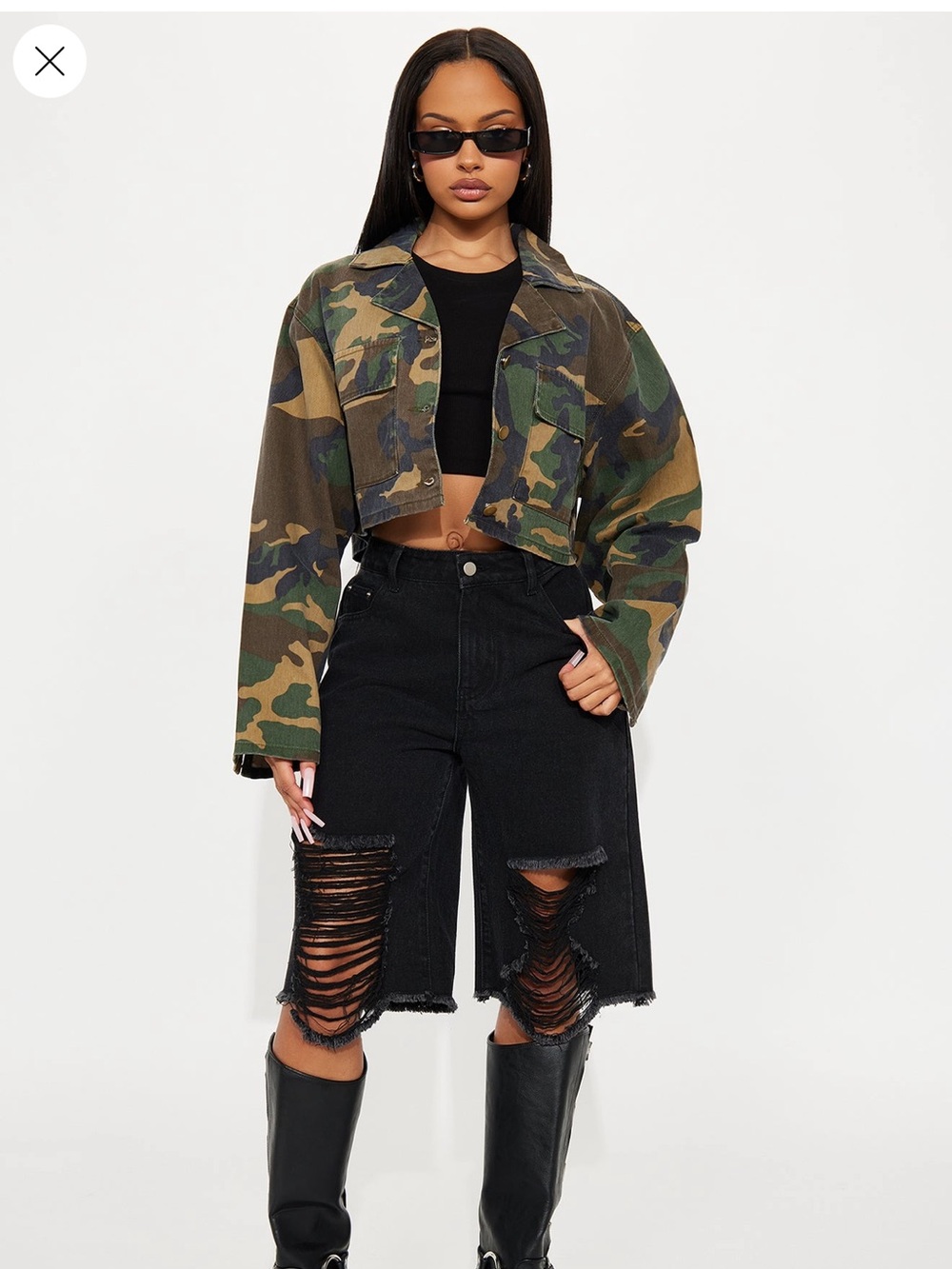 Fashionova Army Brat Cropped Camo Jacket Size Small